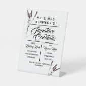 Signature Cocktails Lavender Wedding Drink Sign Reclamebord Met Voetstuk (Voorkant)