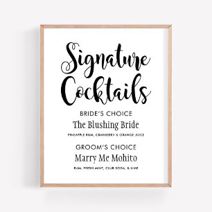 Signature Cocktails Poster Sign   Zwart schrift