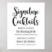 Signature Cocktails Poster Sign | Zwarte Script (Voorkant)