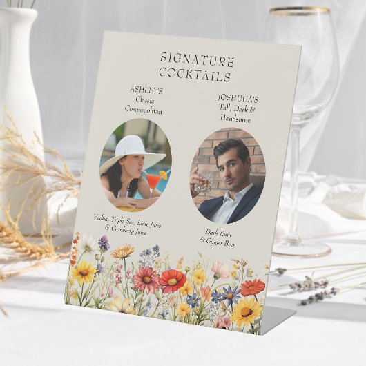 Signature Cocktails Rustieke Wildflower Wedding Ba Reclamebord Met Voetstuk
