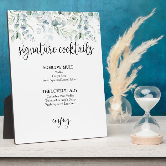Signature Cocktails Sign - Eucalyptus Fotoplaat (Zijkant)