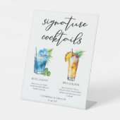Signature Cocktails Strand Bruiloft Menu Reclamebord Met Voetstuk (Voorkant)