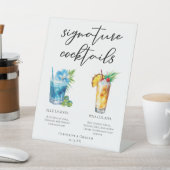 Signature Cocktails Strand Bruiloft Menu Reclamebord Met Voetstuk (Insitu)