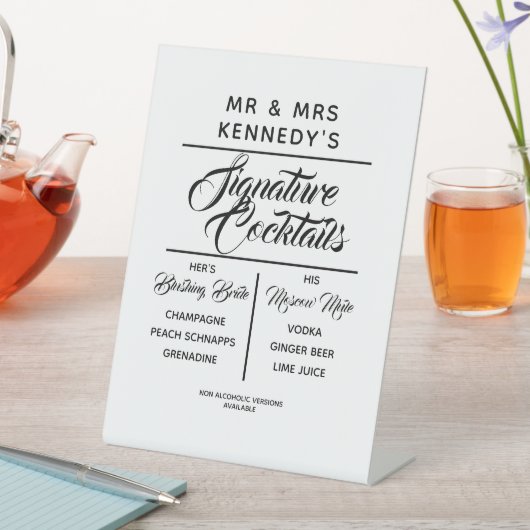 Signature Cocktails Wedding Drinken Pedestal Sign Reclamebord Met Voetstuk (Insitu)