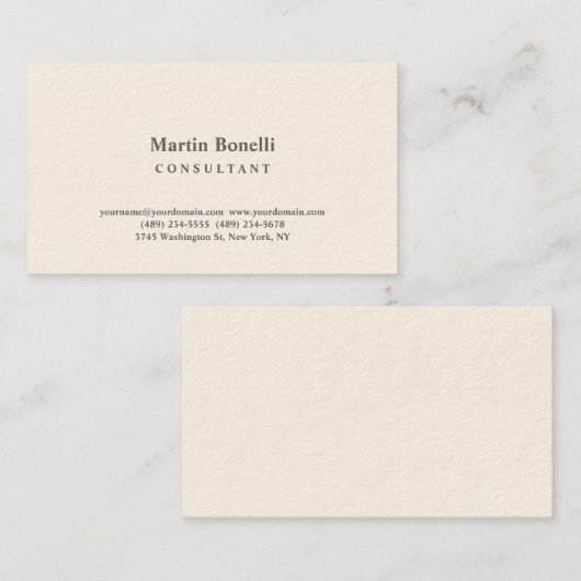 Signature Cream Elegant Consultant minimalist Visitekaartje (Voorkant / Achterkant)
