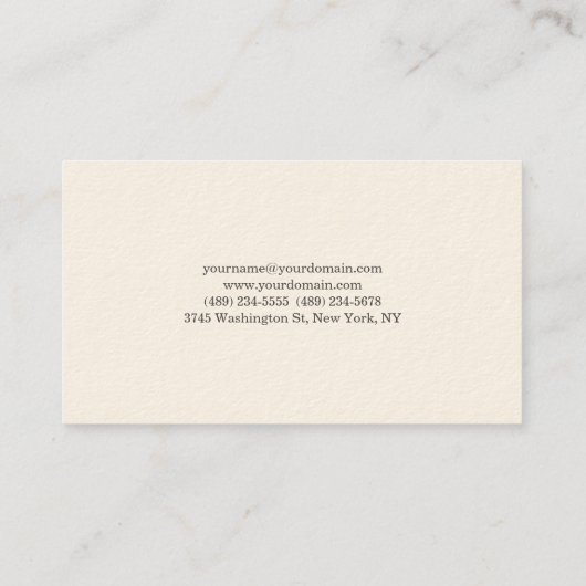 Signature Cream Elegant Plain Simple Minimalist Visitekaartje (Achterkant)