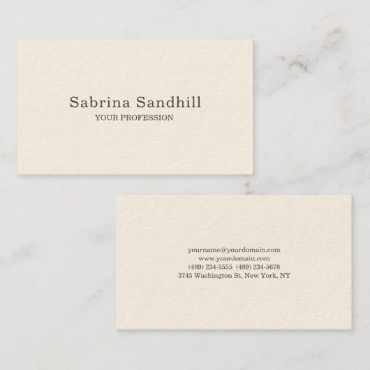 Signature Cream Elegant Plain Simple Minimalist Visitekaartje (Voorkant / Achterkant)