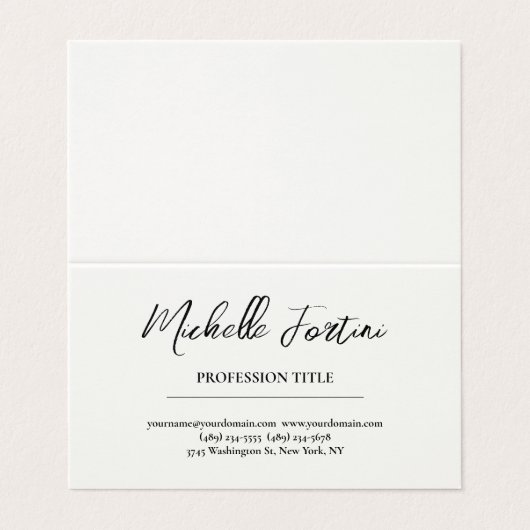 Signature Cream Elegant Plain Simple Minimalist Visitekaartje (Buitenkant ongevouwen)