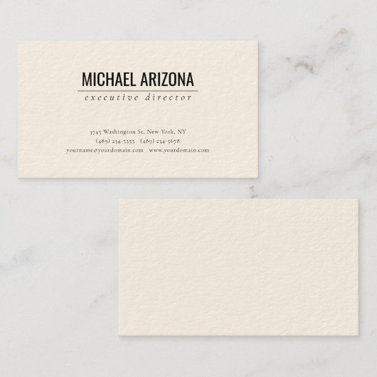 Signature Cream Minimalist Simple Plain Visitekaartje (Voorkant / Achterkant)