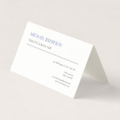 Signature Cream Modern Elegant Eenvoudig Blauw Wit Visitekaartje (Voorkant)