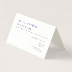 Signature Cream Modern Elegant Eenvoudig Blauw Wit Visitekaartje