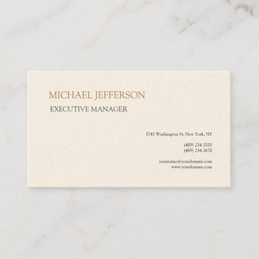 Signature Cream Modern Elegant Simple Visitekaartje (Voorkant)