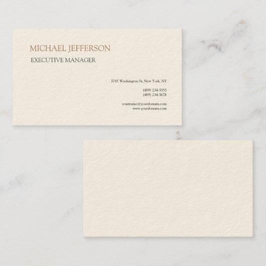 Signature Cream Modern Elegant Simple Visitekaartje (Voorkant / Achterkant)