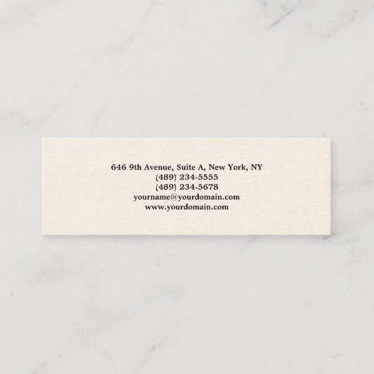 Signature Cream Simple Plain Minimalist klassikaal Mini Visitekaartje (Achterkant)