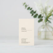 Signature Cream Trendy Modern Minimalist Plain Visitekaartje (Staand voorkant)