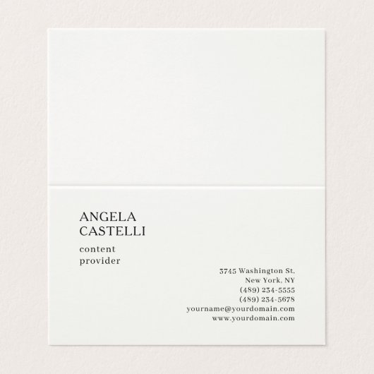 Signature Cream Trendy Modern Minimalist Plain Visitekaartje (Buitenkant ongevouwen)