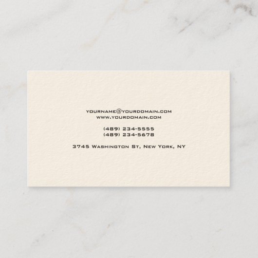 Signature Cream Unique Minimalist Visitekaartje (Achterkant)