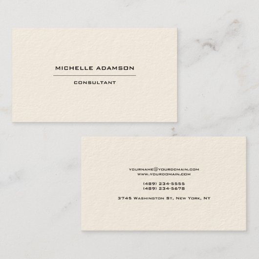 Signature Cream Unique Minimalist Visitekaartje (Voorkant / Achterkant)