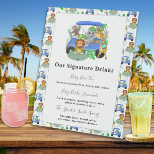 Signature Dranken Baby Olifant & Aap Golf Reclamebord Met Voetstuk