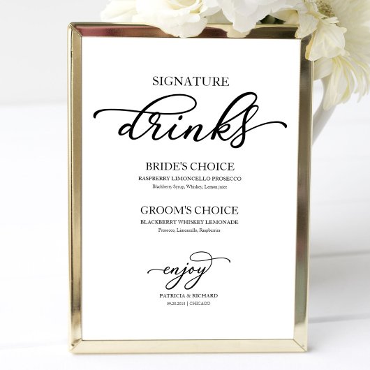 Signature Dranken Chic Zwarte Script Poster
