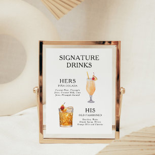 Signature Dranken Huwelijks Cocktail Menu Poster