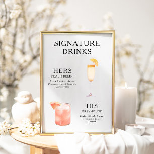 Signature Dranken Huwelijks Cocktail Menu Poster