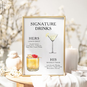 Signature Dranken Huwelijks Cocktail Menu Poster