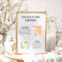 Signature Dranken Huwelijks Cocktail Menu Poster