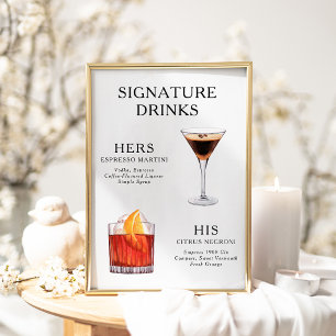 Signature Dranken Huwelijks Cocktail Menu Poster