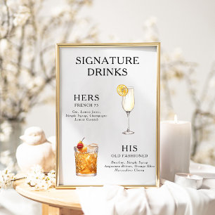 Signature Dranken Huwelijks Cocktail Menu Poster