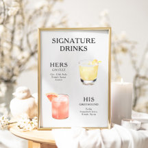 Signature Dranken Huwelijks Cocktail Menu Poster