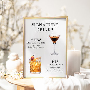 Signature Dranken Huwelijks Cocktail Menu Poster