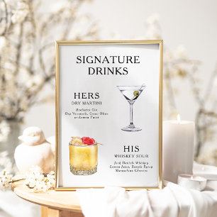 Signature Dranken Huwelijks Cocktail Menu Poster