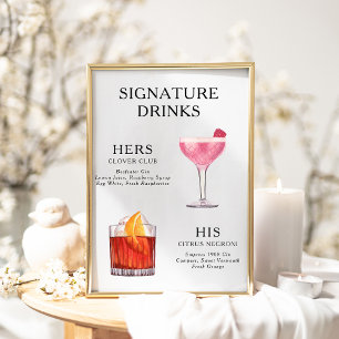 Signature Dranken Huwelijks Cocktail Menu Poster