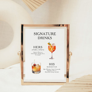 Signature Dranken Huwelijks Cocktail Menu Poster