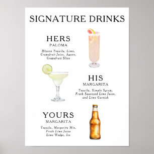 Signature Dranken Huwelijks Cocktail Poster