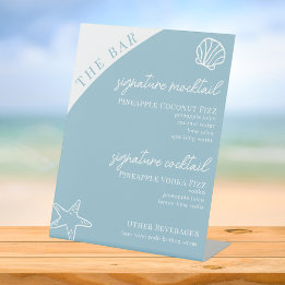 Signature Dranken Menu Bewerkbaar Strandbar Tafelm Reclamebord Met Voetstuk