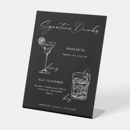 Signature Dranken Minimalistische Zwart & Wit Reclamebord Met Voetstuk