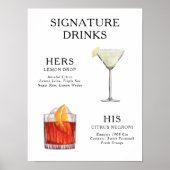 Signature Drankjes Bruiloft Cocktail Menu Poster (Voorkant)
