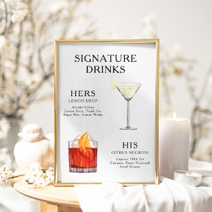 Signature Drankjes Bruiloft Cocktail Menu Poster