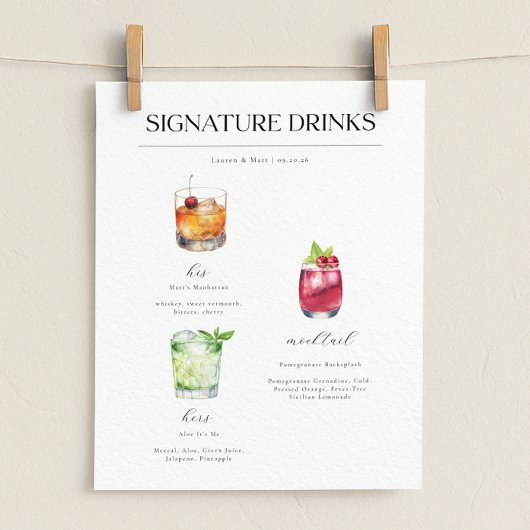 Signature Drankjes Bruiloft Cocktails Poster