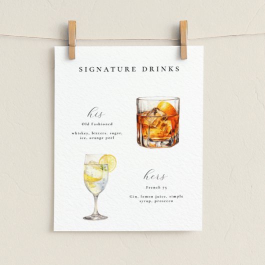 Signature Drankjes Bruiloft Cocktails Poster