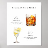Signature Drankjes Bruiloft Cocktails Poster (Voorkant)