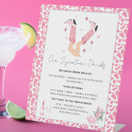 Signature Drankjes Cowboylaarzen & Bruisend Bruids Reclamebord Met Voetstuk
