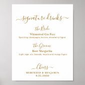 Signature Drankjes Goud Persoonlijke Trouwdag Bar Poster (Voorkant)