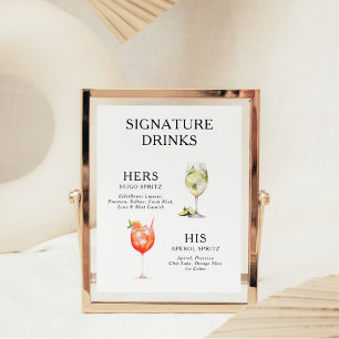 Signature Drankjes Huwelijks Cocktail Menu Poster