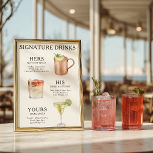 Signature Drankjes Huwelijks Cocktail Menu Poster