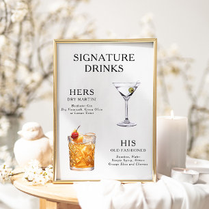 Signature Drankjes Huwelijks Cocktail Menu Poster