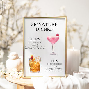 Signature Drankjes Huwelijks Cocktail Menu Poster
