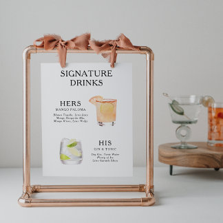 Signature Drankjes Huwelijks Cocktail Menu Poster